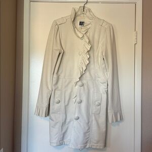 Kut from the Kloth Off-White Ruffle Trench Coat